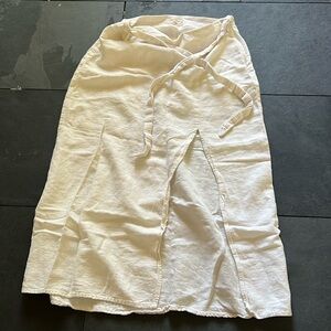 White linen midi skirt